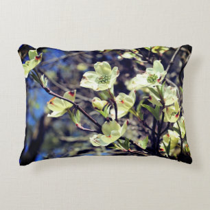 White Dogwood Flower Blossoms Accent Pillow
