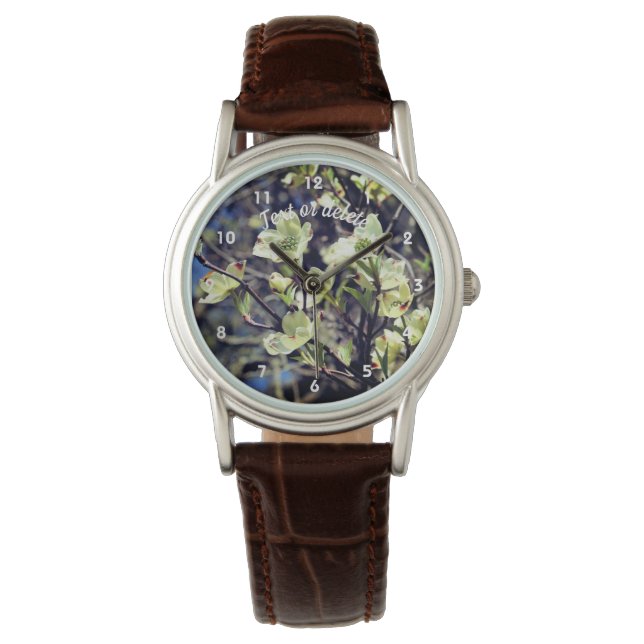 White Dogwood Flower Blossoms Personalized  Watch (Front)