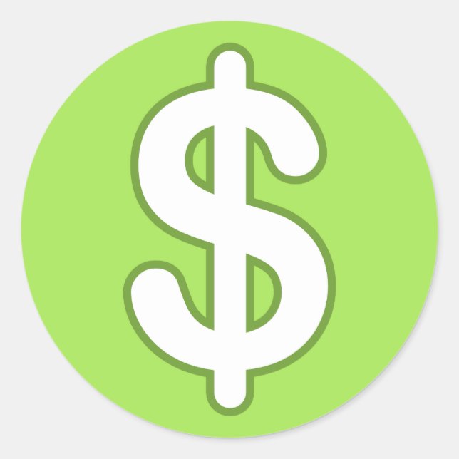 White dollar sign on green background stickers (Front)