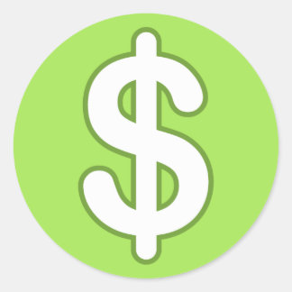 White dollar sign on green background stickers