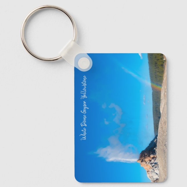 White Dome Geyser Eruption Yellowstone Keychain (Front)