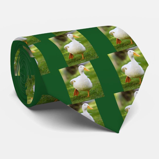 White domesticated duck tie (Rolled)