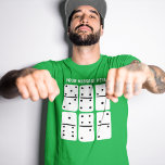 White Dominoes with Black Dots Personalized T-Shirt<br><div class="desc">Add your own custom message to create the perfect personalized graphic tee. This t-shirt features simple,  hand-drawn style illustrations of white dominoes with black dots and printing.</div>