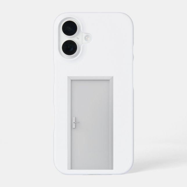 White door with smart door lock iPhone 16 case (Back)