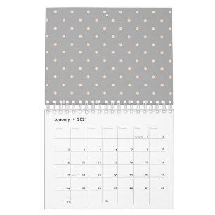 White Dot Grey Background Elegant Polka Dot Dotted Calendar