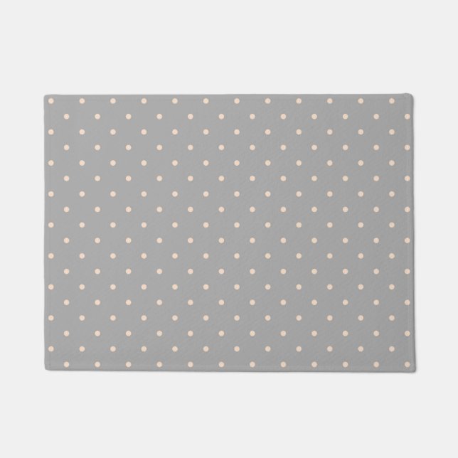 White Dot Grey Background Elegant Polka Dot Dotted Doormat (Front)