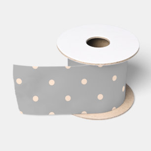 White Dot Grey Background Elegant Polka Dot Dotted Satin Ribbon