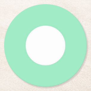 White Dot Modern Elegant Blank Mint Green Template Round Paper Coaster