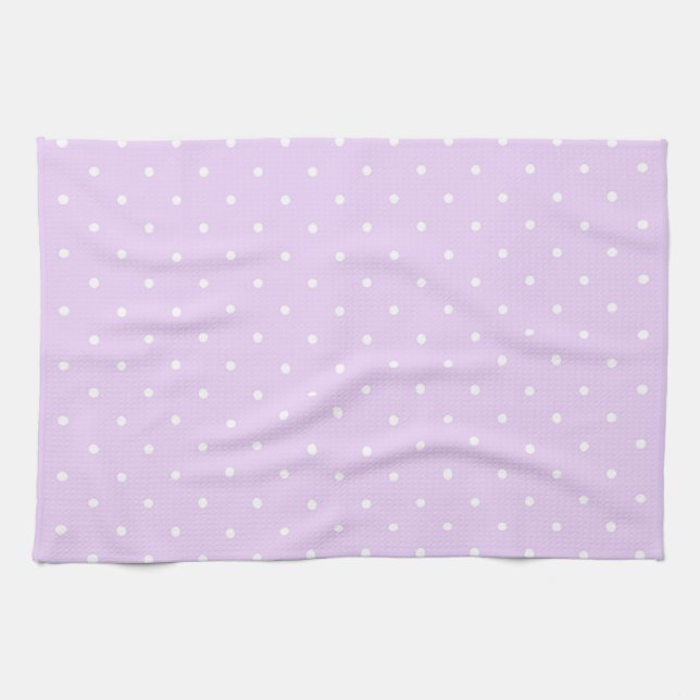 White Dot Pink Background Elegant Polka Dot Dotted Kitchen Towel (Horizontal)