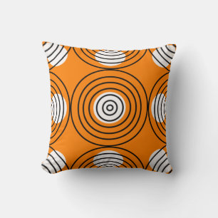 White Dots and Black Circles Throw Pillow
