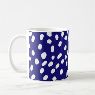 White Dots Dark Blue Coffee Mug