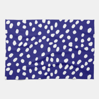 White Dots Dark Blue Kitchen Towel