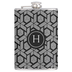 White dots geometric pattern hip flask