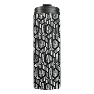 White dots geometric pattern thermal tumbler