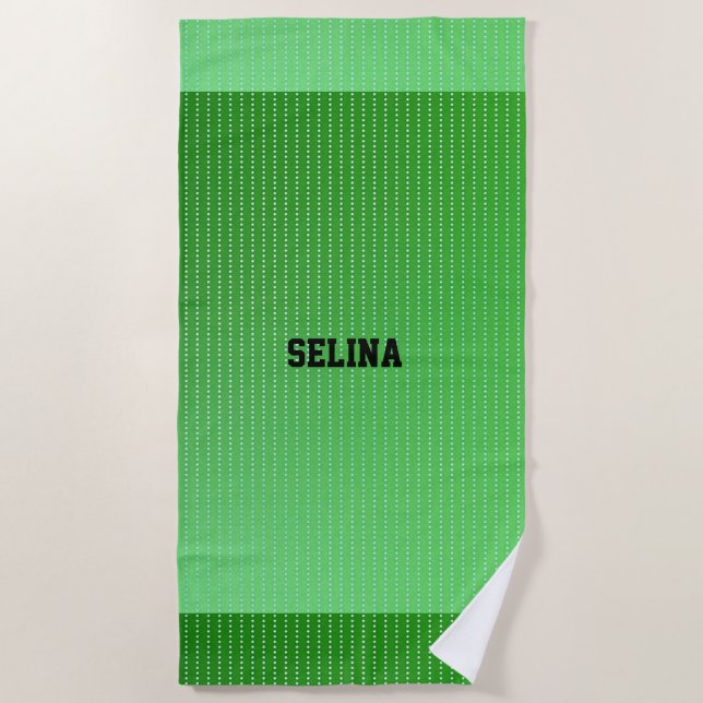 White dots green pattern beach towel (Front)