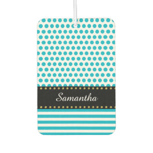 white Dots Grid & Narrow Stripes + your ideas Car Air Freshener