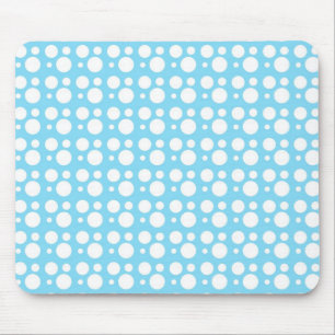 white dots, light blue mouse pad