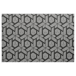 White dots on black geometric shapes pattern fabric