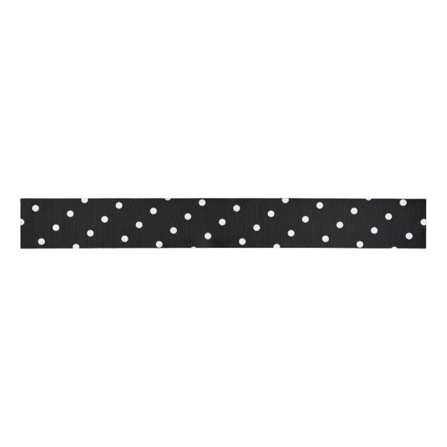 White Dots on Black Ribbon Grosgrain Ribbon (Front)