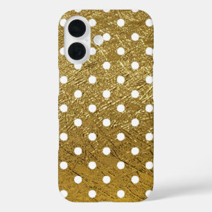White Dots on Golden colour iPhone 16 Case