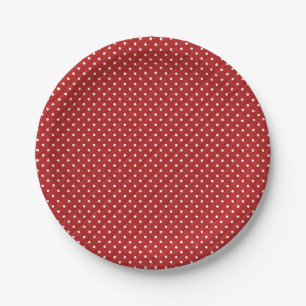 White dots on red quilt paper plate