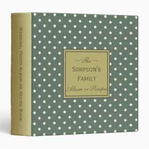 White Dots on Sage Green: Photo Album or Recipes Binder