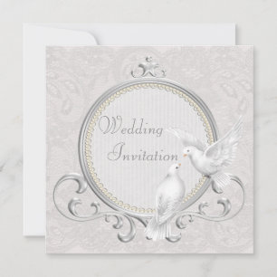 White Dots & Paisley Lace Faire-part de mariage
