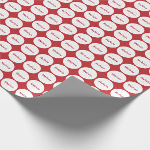 White Dots Pattern On Dark Red With Name Wrapping Paper
