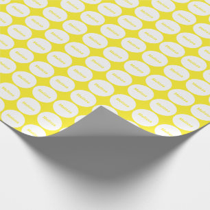 White Dots Pattern On Yellow With Name Wrapping Paper