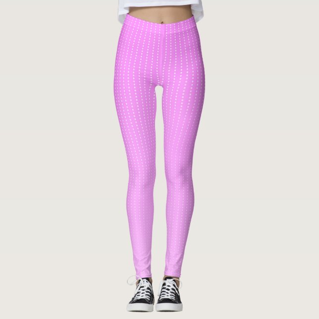 White dots pink pattern leggings (Front)