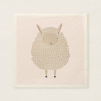 White Dots Round Sleeping Sheep Napkin