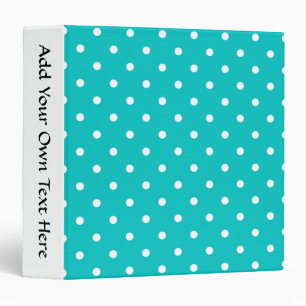 White dots, Teal Polka Dot Pattern. Binder