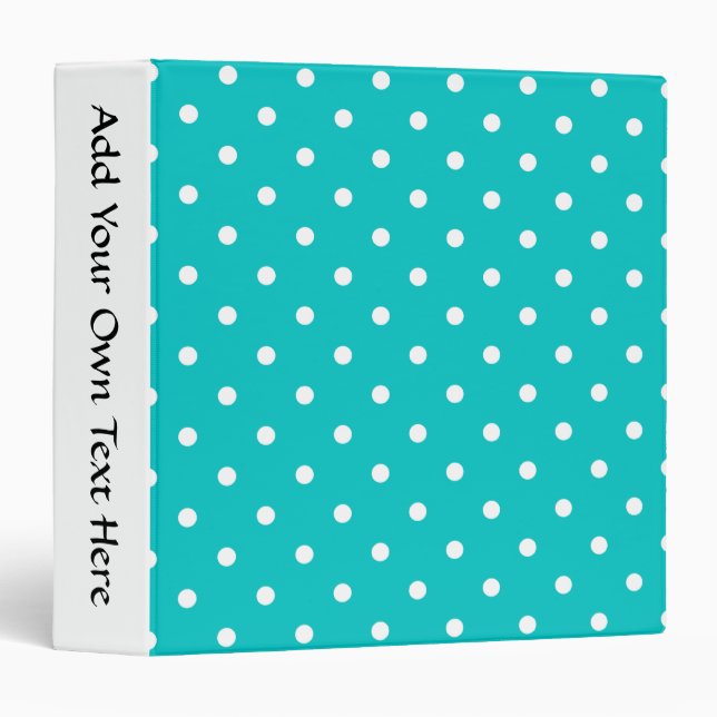 White dots, Teal Polka Dot Pattern. Binder (Front/Spine)