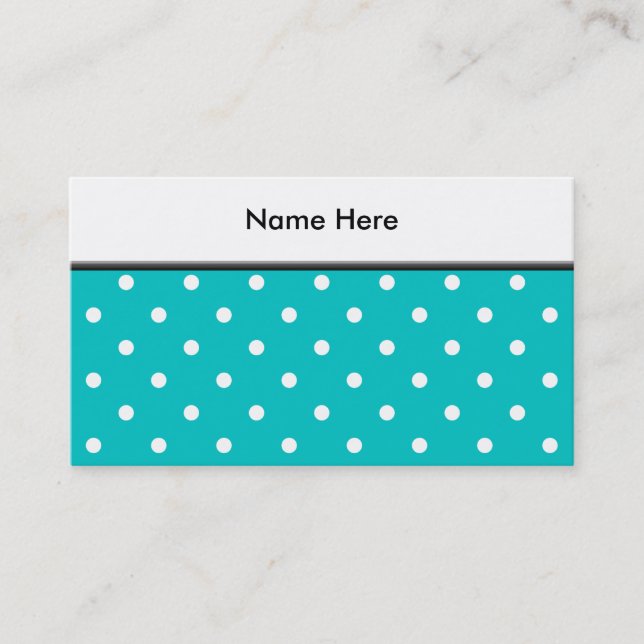White dots, Teal Polka Dot Pattern. Business Card (Front)