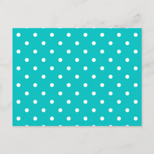White dots, Teal Polka Dot Pattern. Postcard
