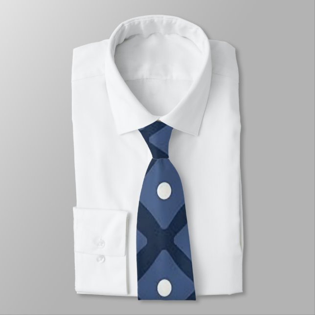 White Dotted Two-Tone Blue Men’s Neck Tie (Tied)