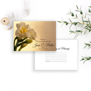 White Double Daffodils Share a Memory Funeral  Card