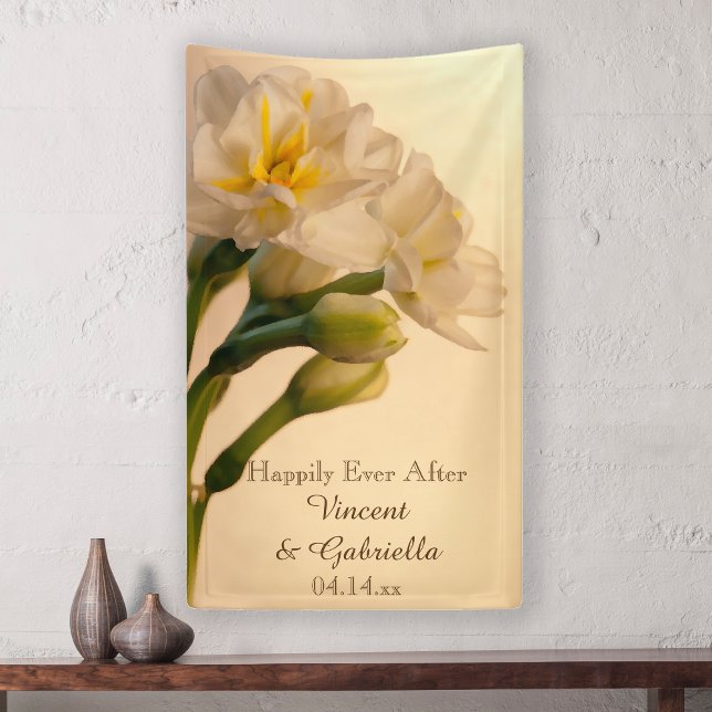 White Double Daffodils Spring Wedding Banner (Creator Uploaded)