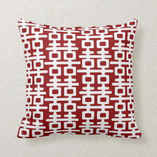 White Double Happiness Pattern Red Chinese Wedding Throw Pillow