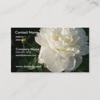 White Double Peony Business Card