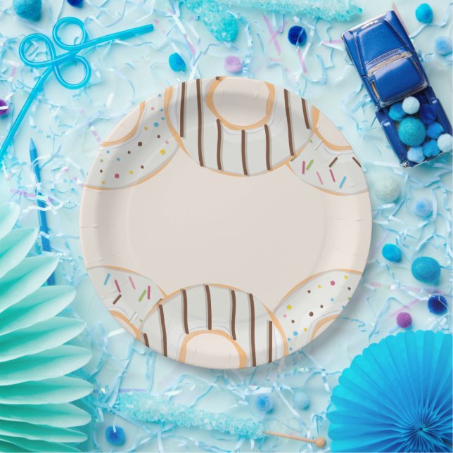 White Doughnut Delight  Paper Plate (Party)