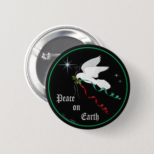 White Dove 2 Inch Round Button (Front & Back)