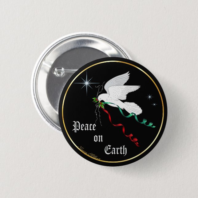 White Dove 2 Inch Round Button (Front & Back)