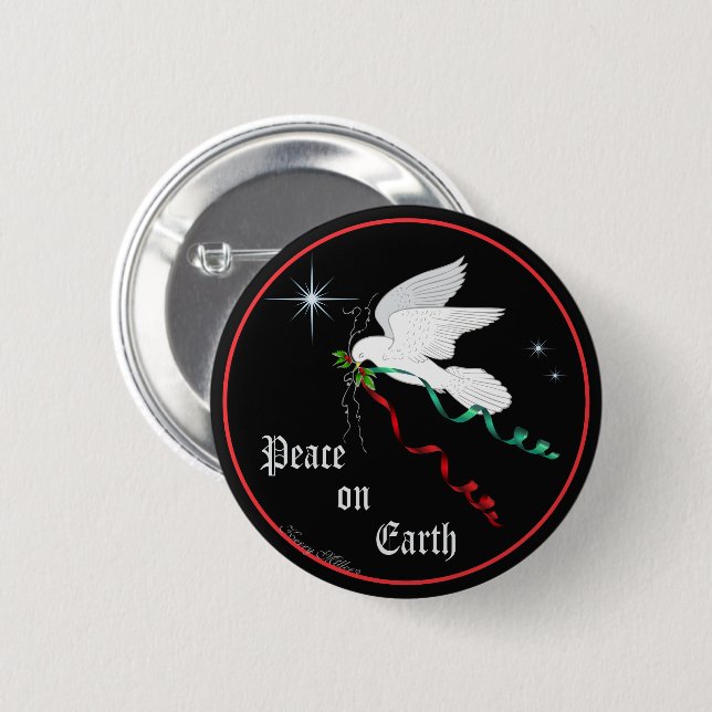 White Dove 2 Inch Round Button (Front & Back)