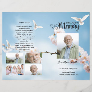 White Dove and Floral Funeral Program template