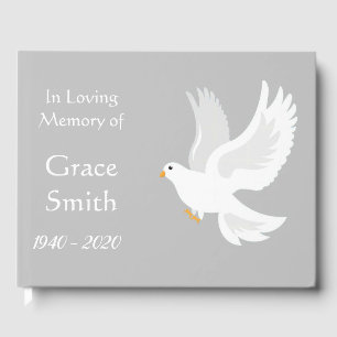 White dove art funeral memory guest book