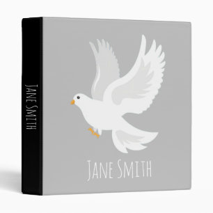 White dove bird on grey binder