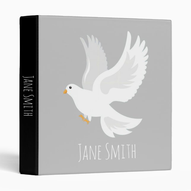 White dove bird on grey binder (Front/Spine)