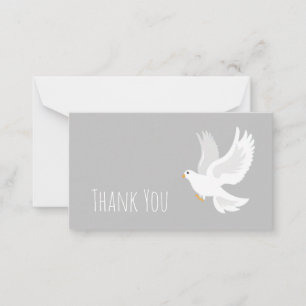 White dove bird on grey card