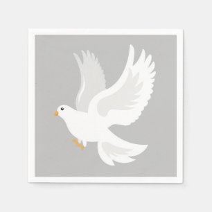 White dove bird on grey napkin